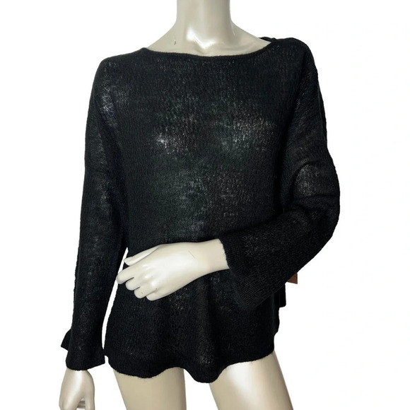 Kerisma Black Lightweight knit Airy 3/4 Slight Bell Sleeve Top - NWT - Picture 1 of 9